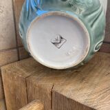 Cache pot en forme de tulipe/chou céramique Italy blanc vert vintage