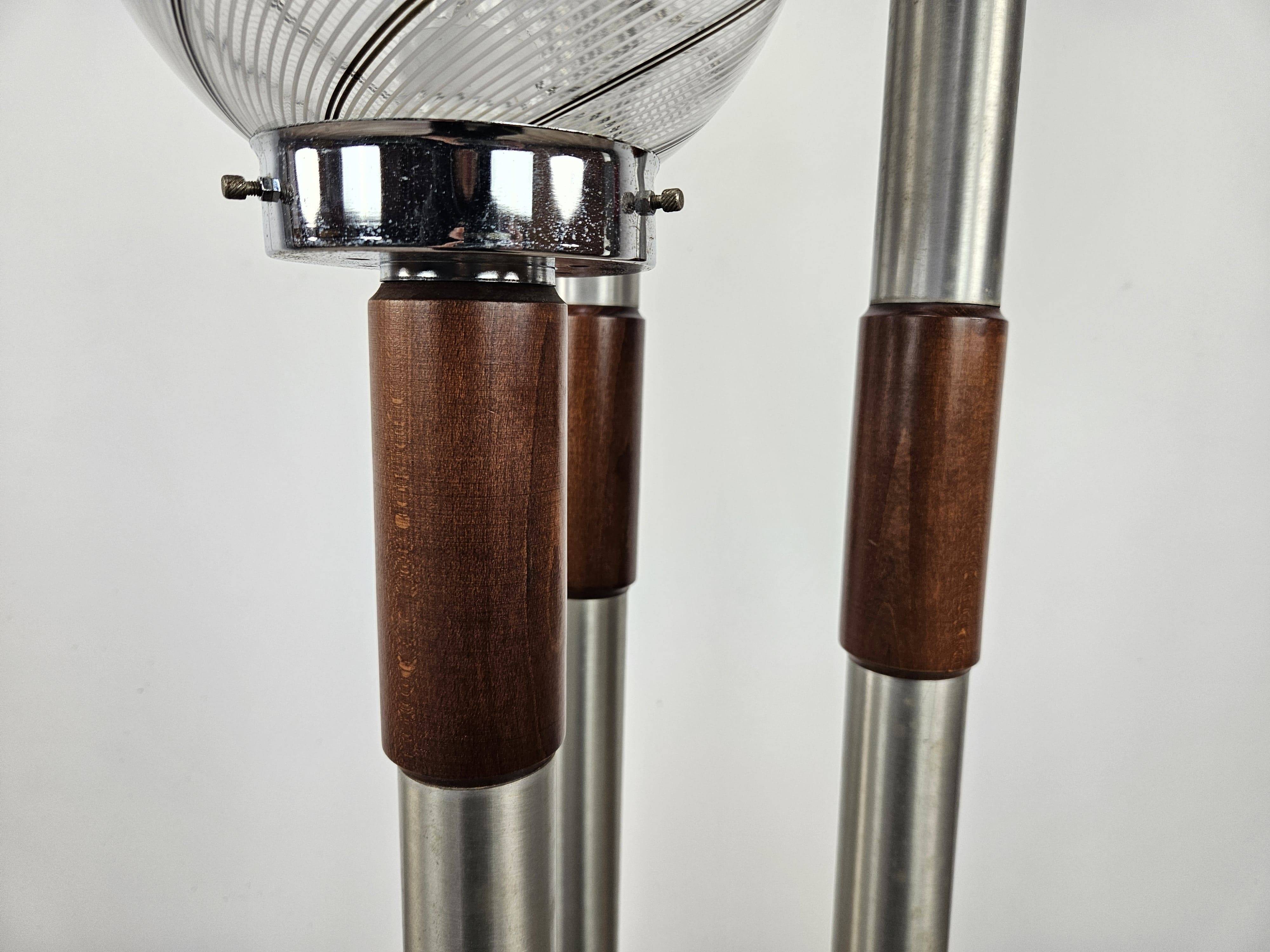 Lampadaire tourbillon en verre de Murano avec trois points lumineux milieu du siècle années 70