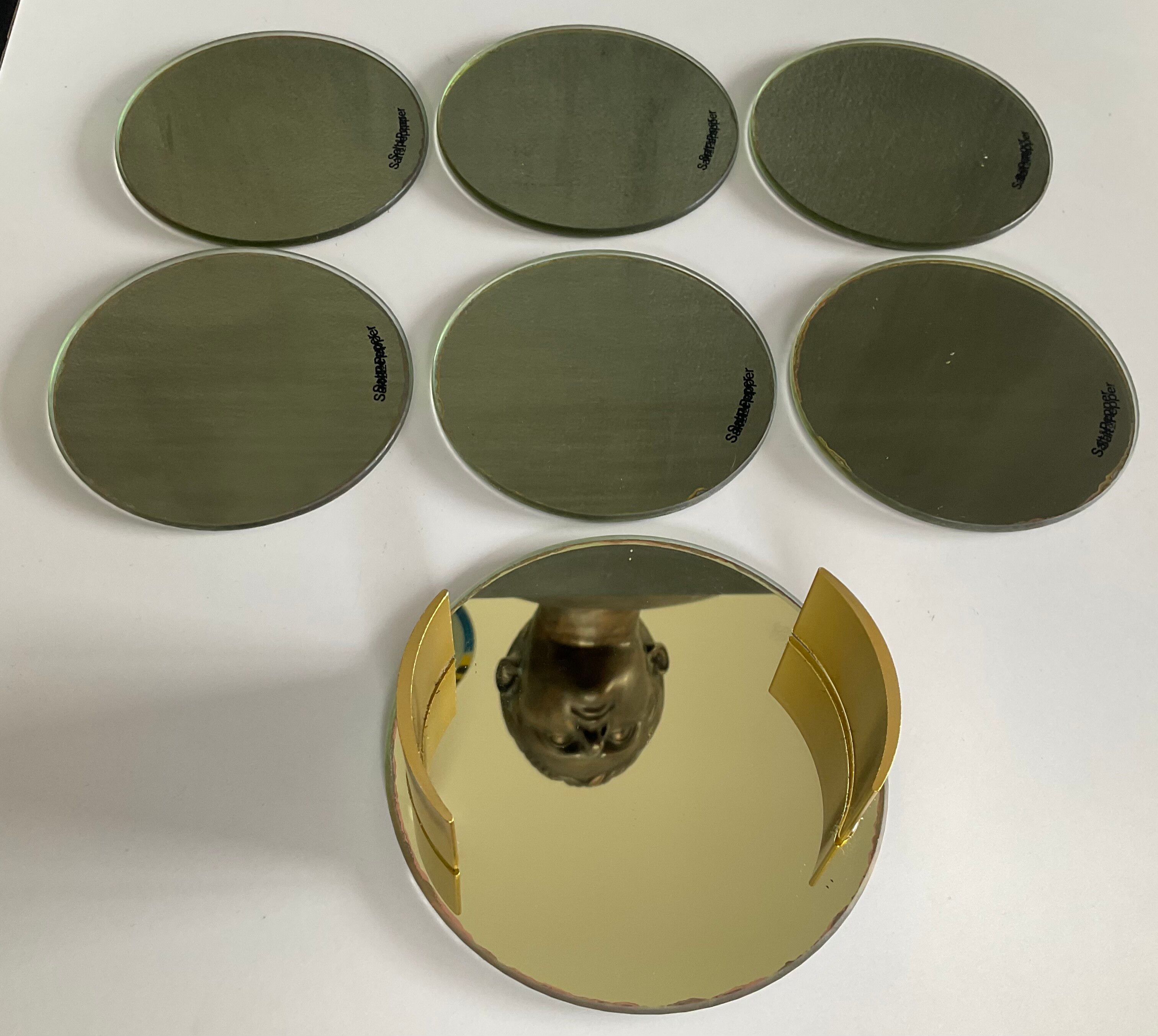 Série de 6 dessous de verre en miroir doré