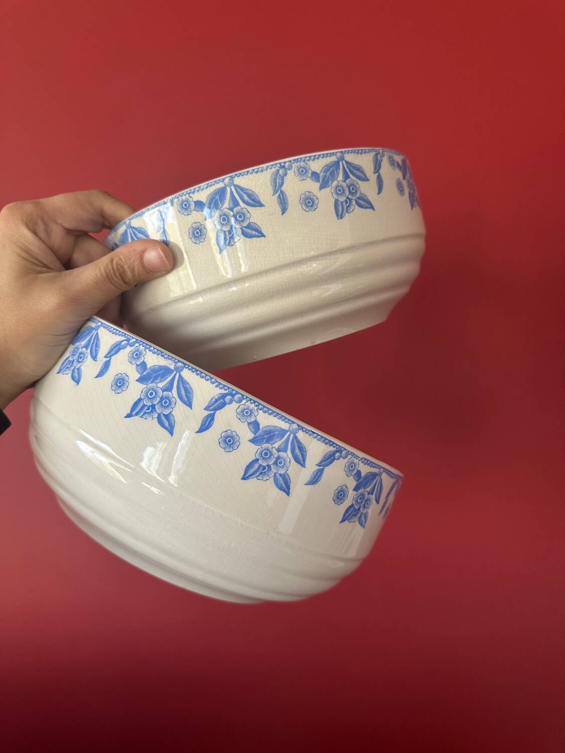 Two antique salad bowls