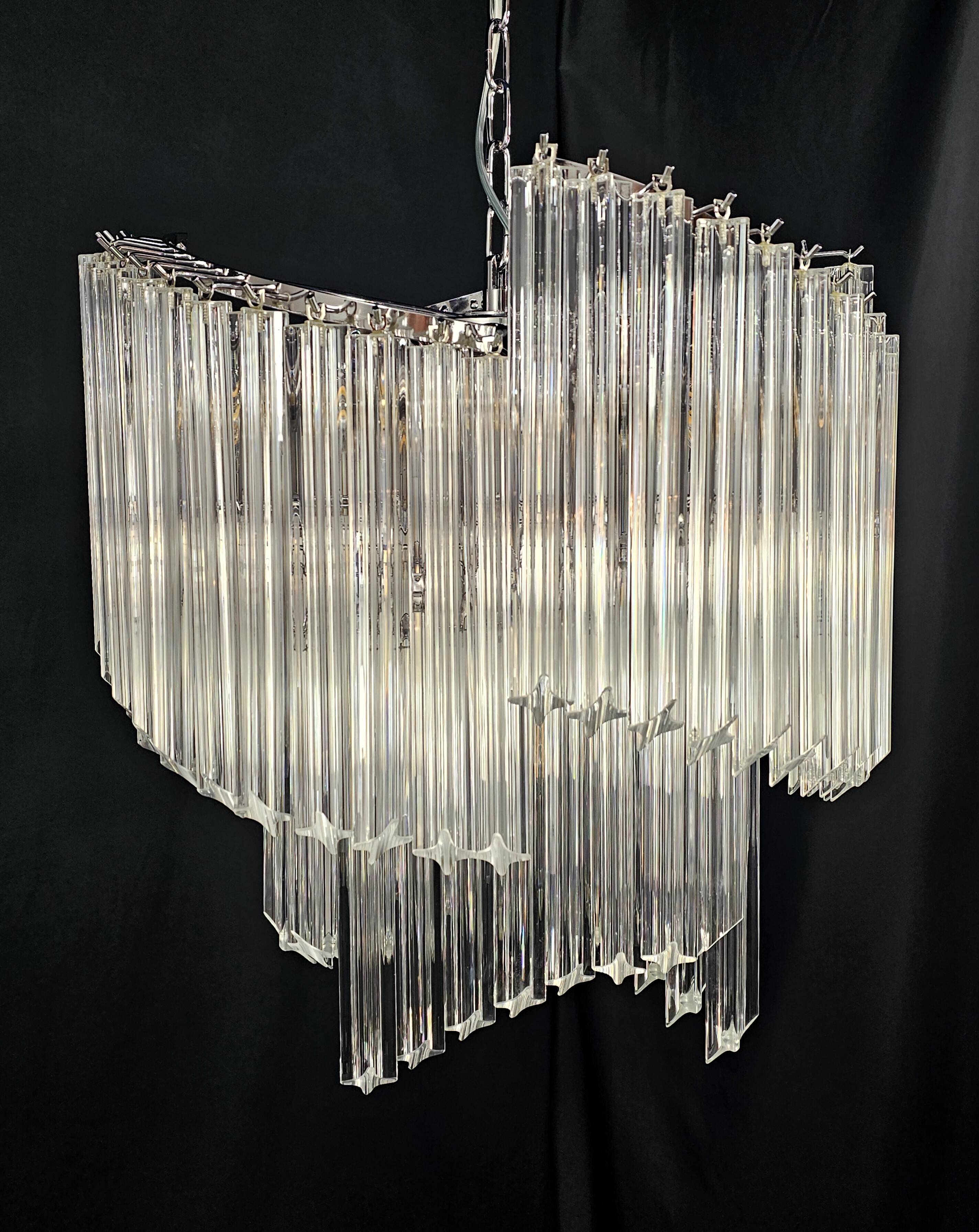 Chandelier with Murano glass quadrilateral prisms, handmade.