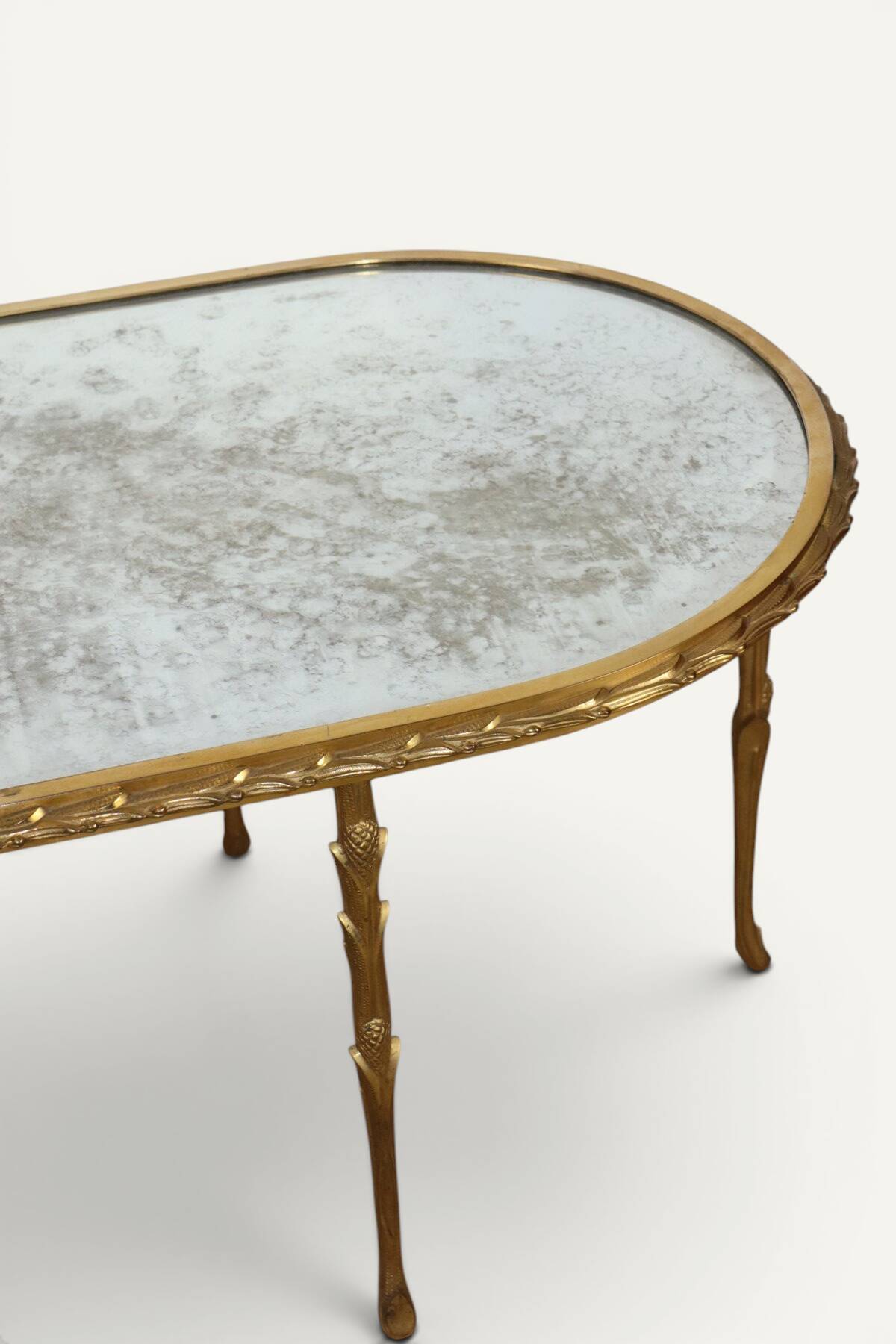 Maison Baguès coffee table in gilded bronze and aged mirror – 1950s