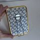 Vintage 1960 barber mirror, shaving or travel, gold and blue - 16 x 11 cm