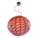 Contemporary Red and White Sphere Pendant in Glass