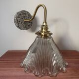 Holophane glass wall light with terrazzo base
