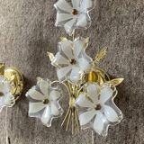Pair of vintage golden sconces and lucite flowers