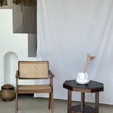 Pedestal table or small octagonal side table quadripod base with modernist spacer