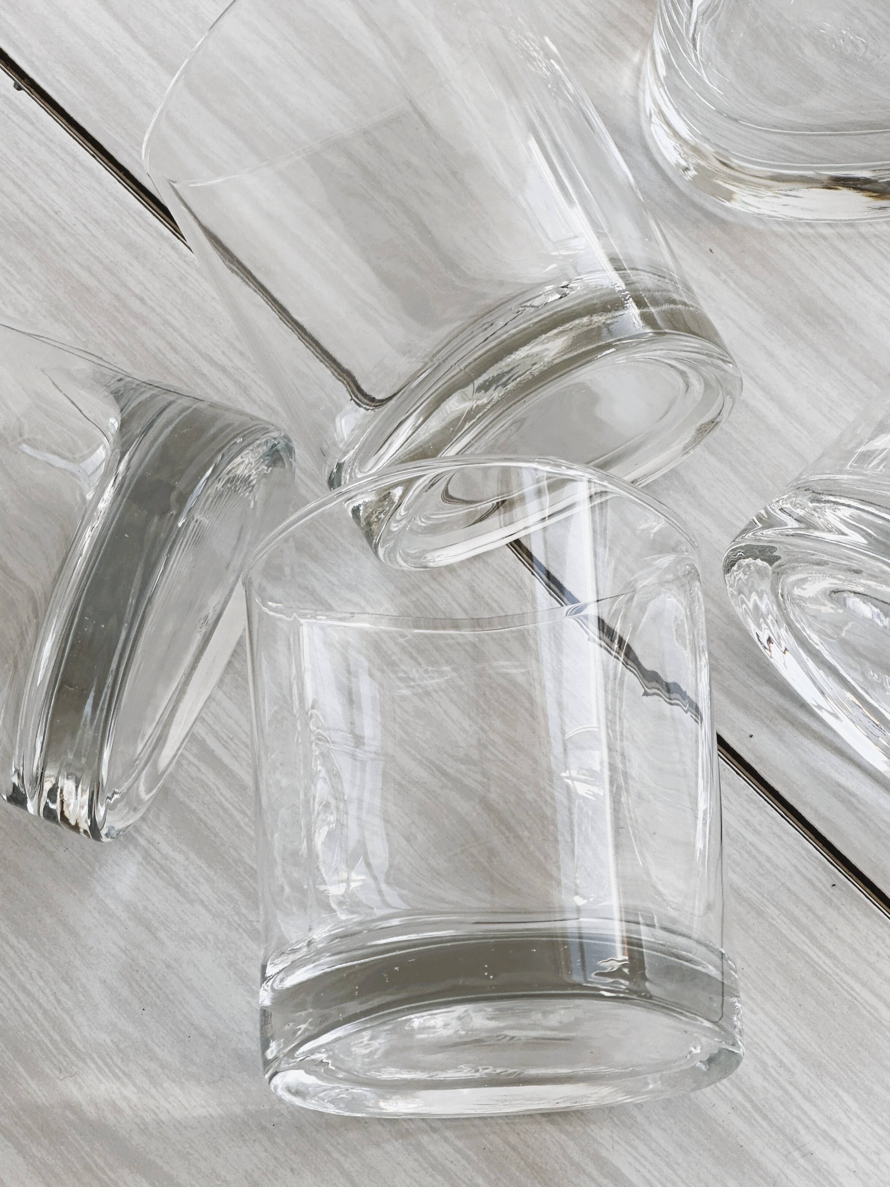 5 whiskey glasses - water.