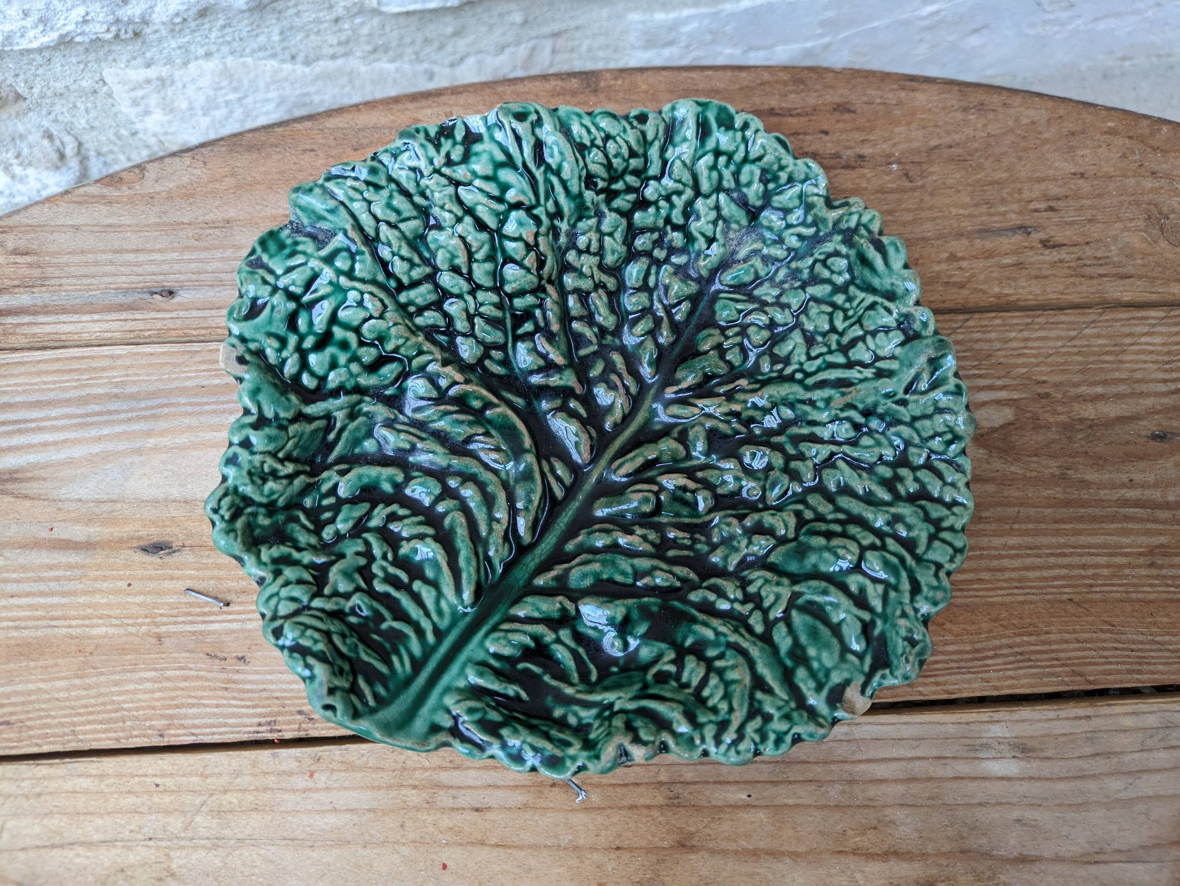 Sarreguemines ceramic cabbage leaf emptier