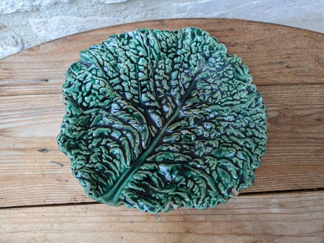 Vide poche feuille de choux céramique Sarreguemines