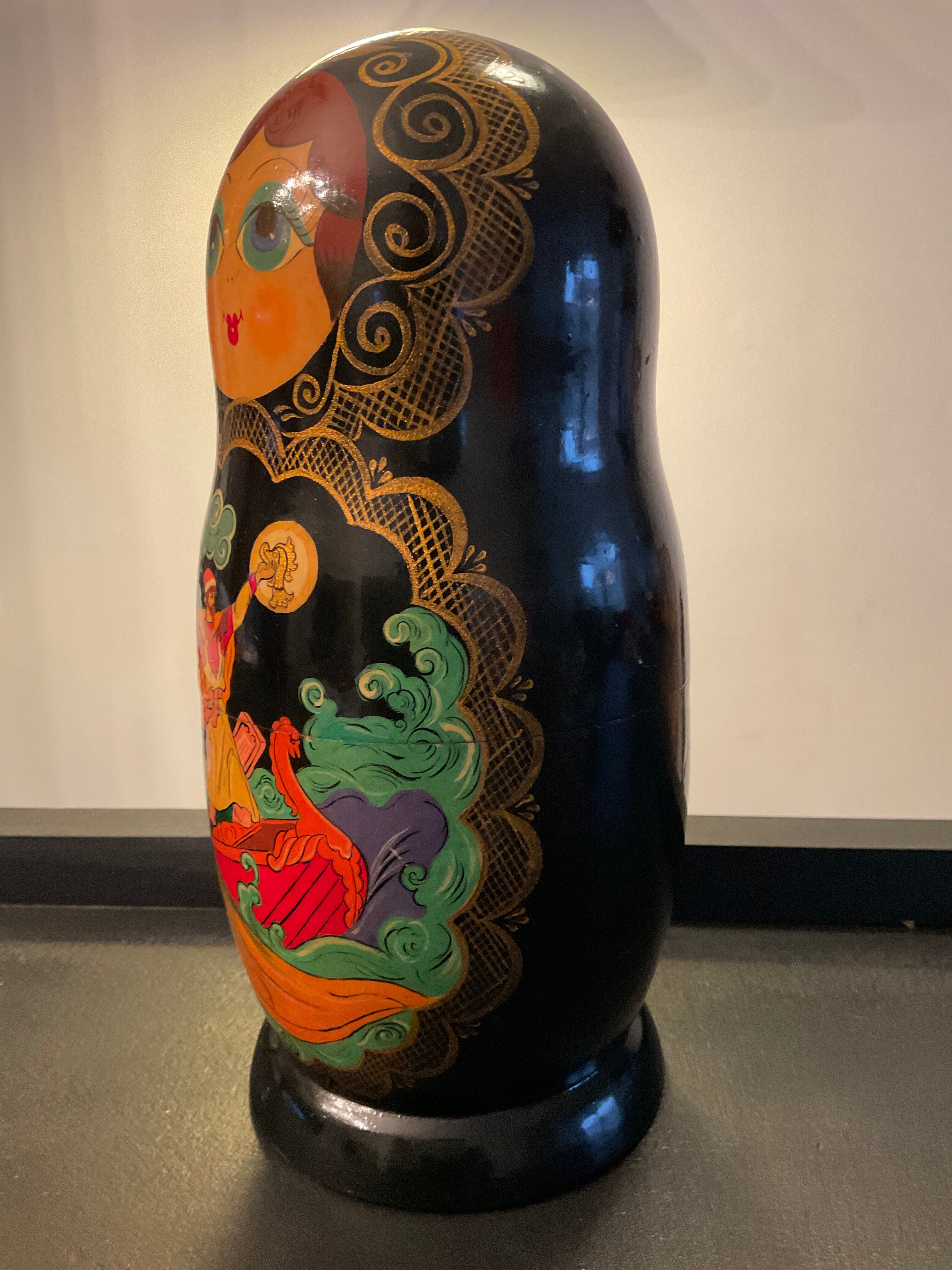 Series of 10 old Russian Matryoshka dolls