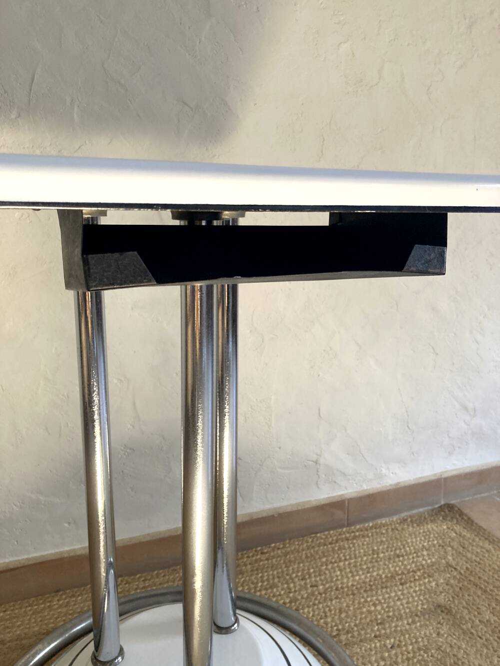 Antique cast iron and enamelled metal table, circa 1950