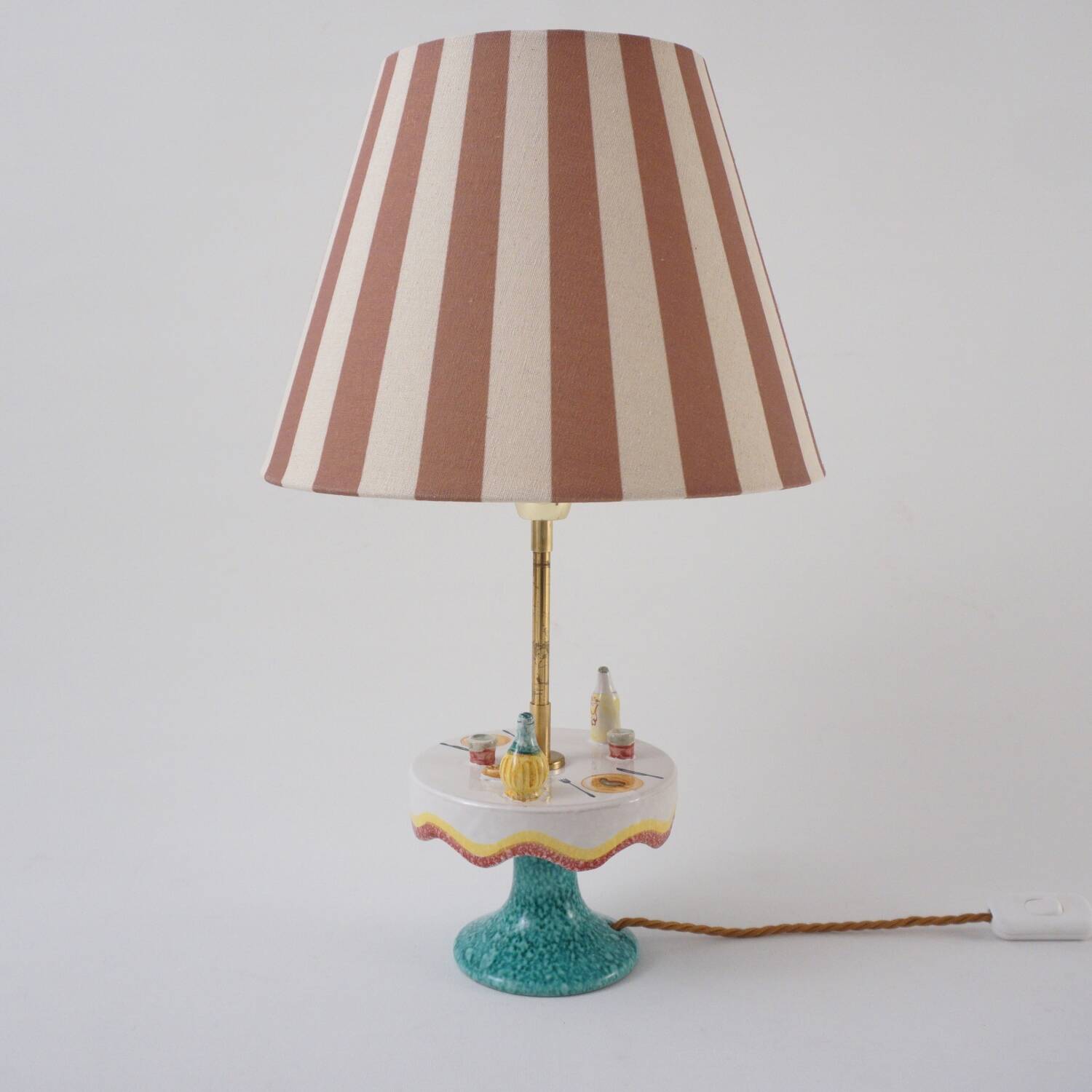 Vintage Florentine ceramic table lamp from the 1950s by MAF, Italian.