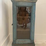 Small wall display case in blue lacquered teak