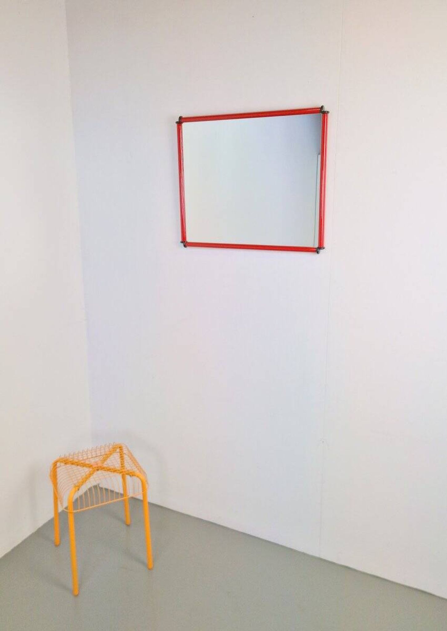 Italian Postmodern Red Frame Mirror, 1980s