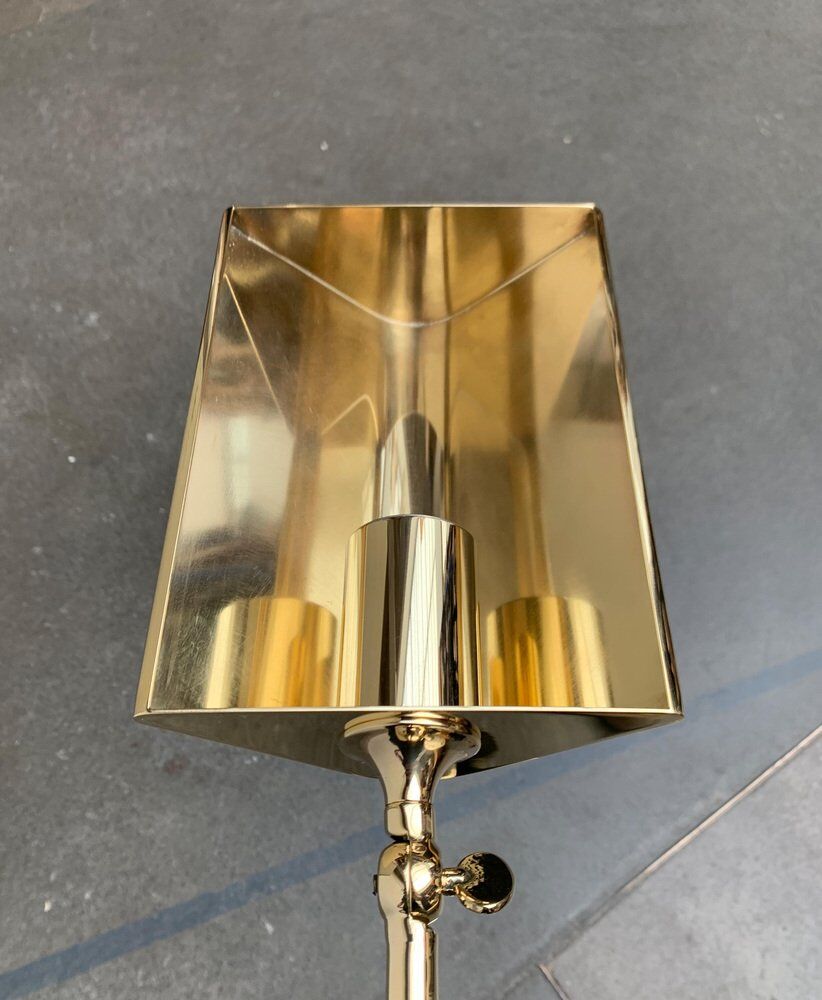 Vintage Hollywood Regency floor lamp in German brass by Florian Schulz.