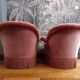 Pair of pink toad armchairs