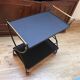 Vintage design black metal and brass rolling dessert trolley – Fully restored