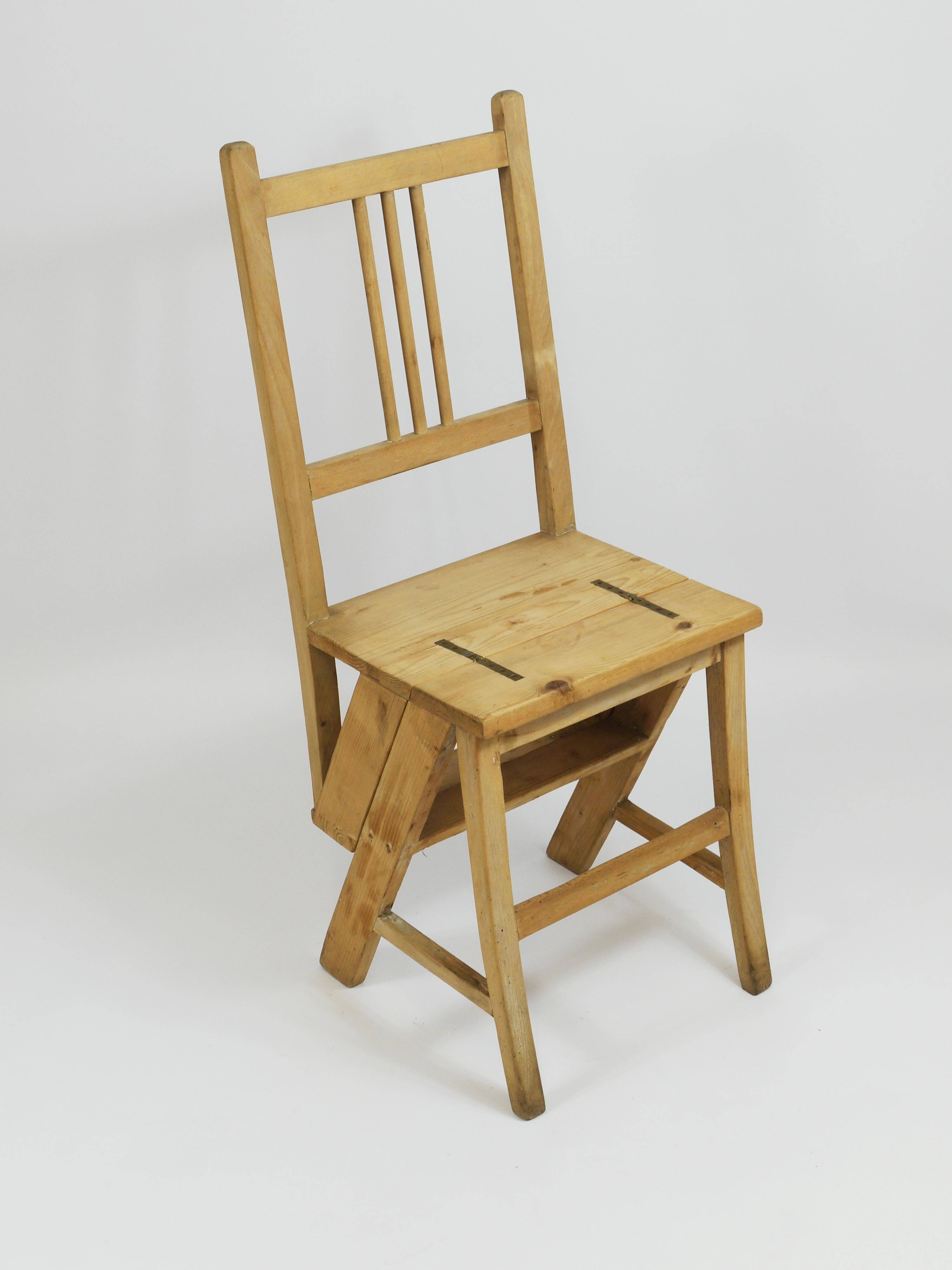 Folding metamorphic library ladder, Arts & Crafts, Vienna, 1900s