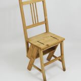 Folding metamorphic library ladder, Arts & Crafts, Vienna, 1900s