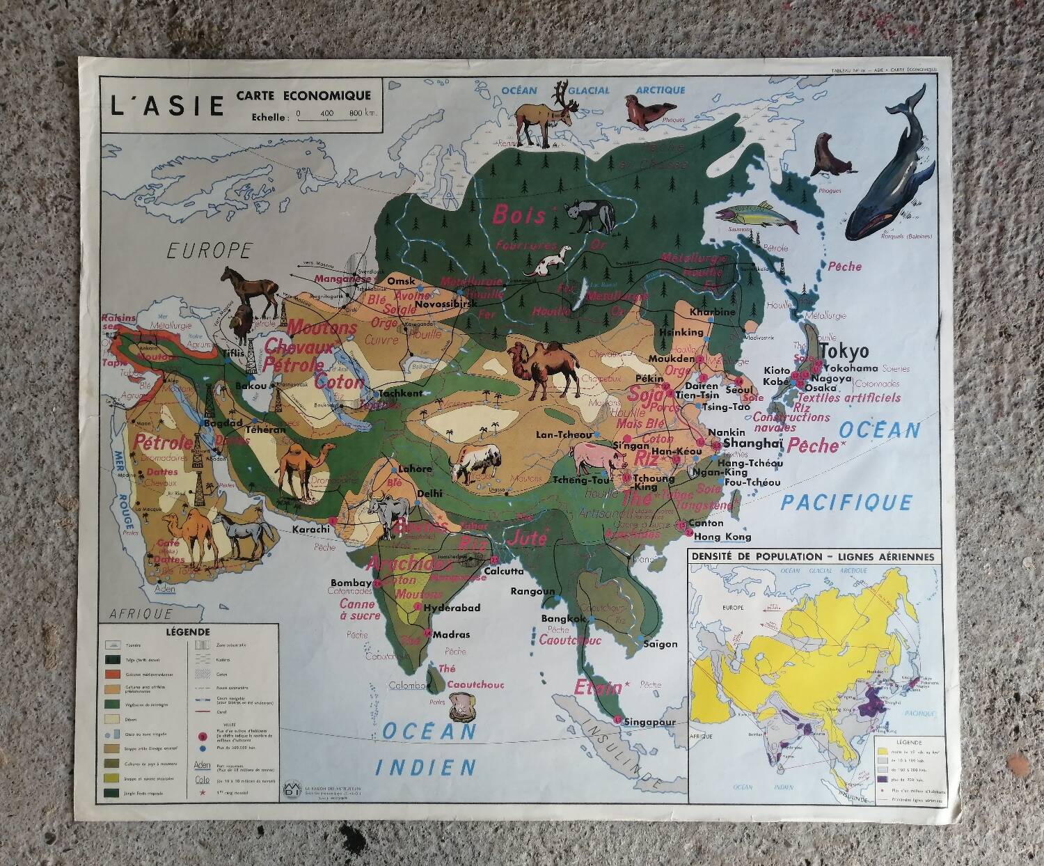 Vintage school map mdi North America-Asia.