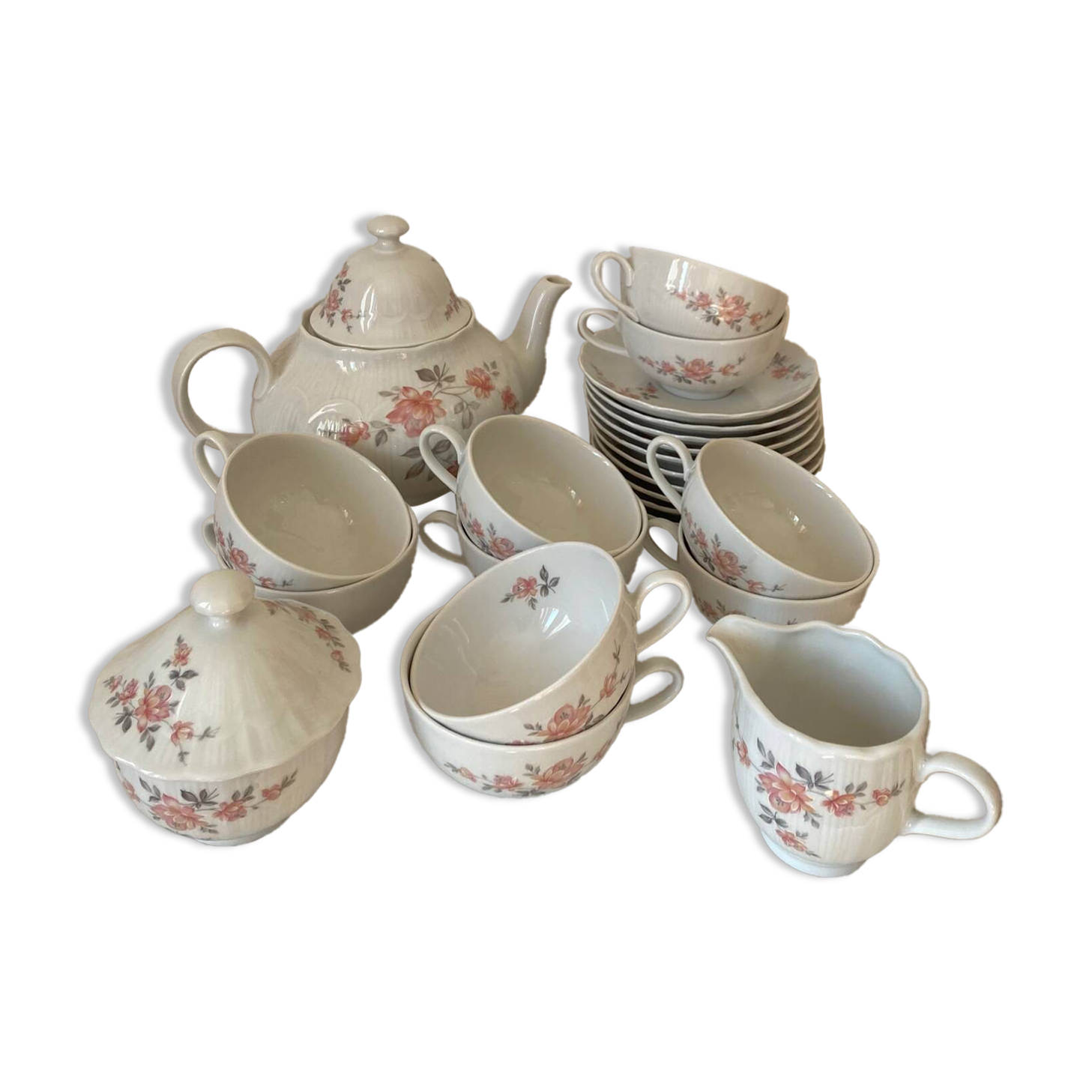 Tea service "Pink flowers" Bavarian porcelain