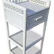 Vintage White Woven Rattan Bedside Table