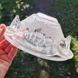 Set of 5 Art Deco conical bowls, signed EZAN. Frosted glass, 1930