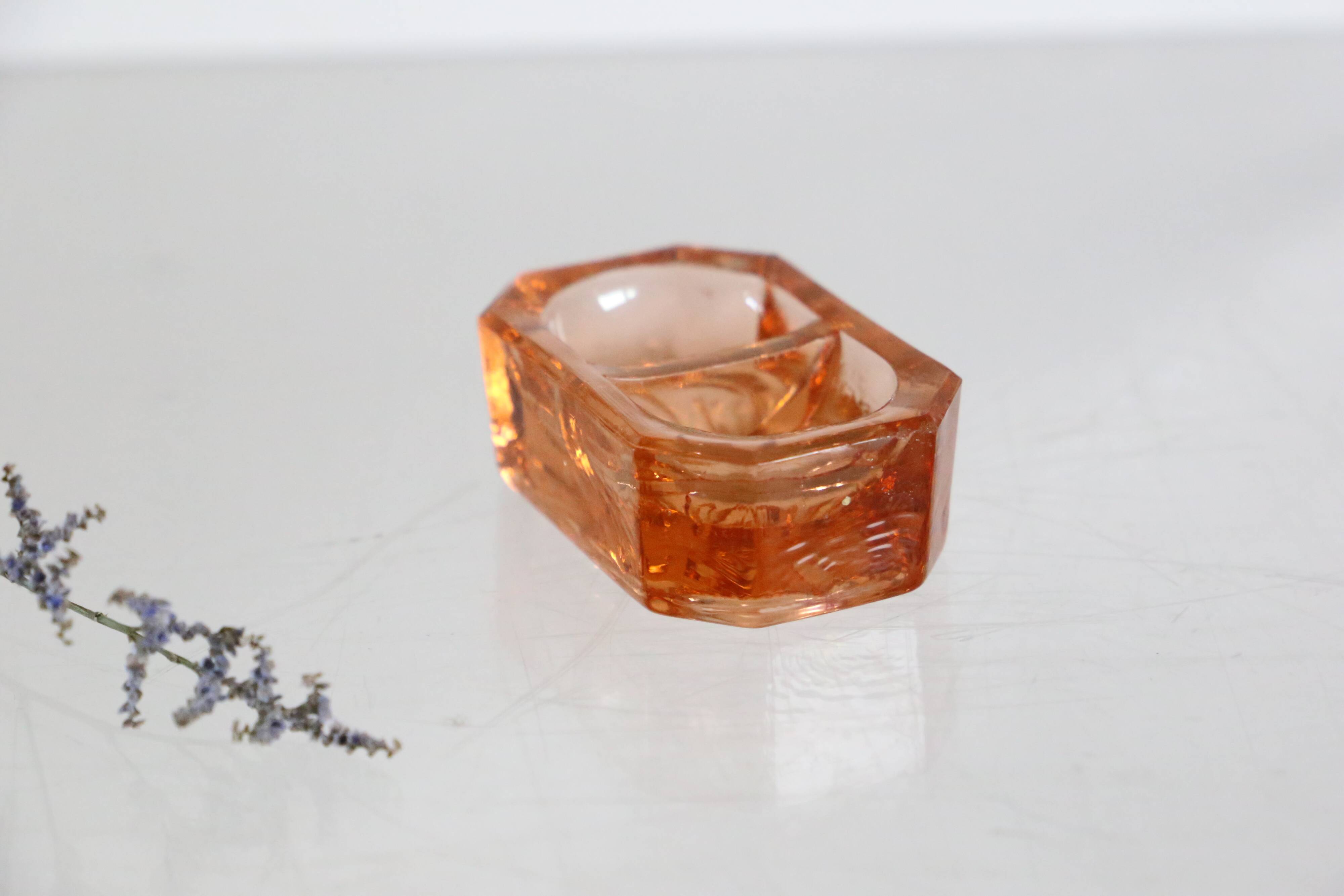 Authentic French vintage pink glass salt and pepper set