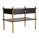 Glass and brass side table with drawer, 1970s, Europe