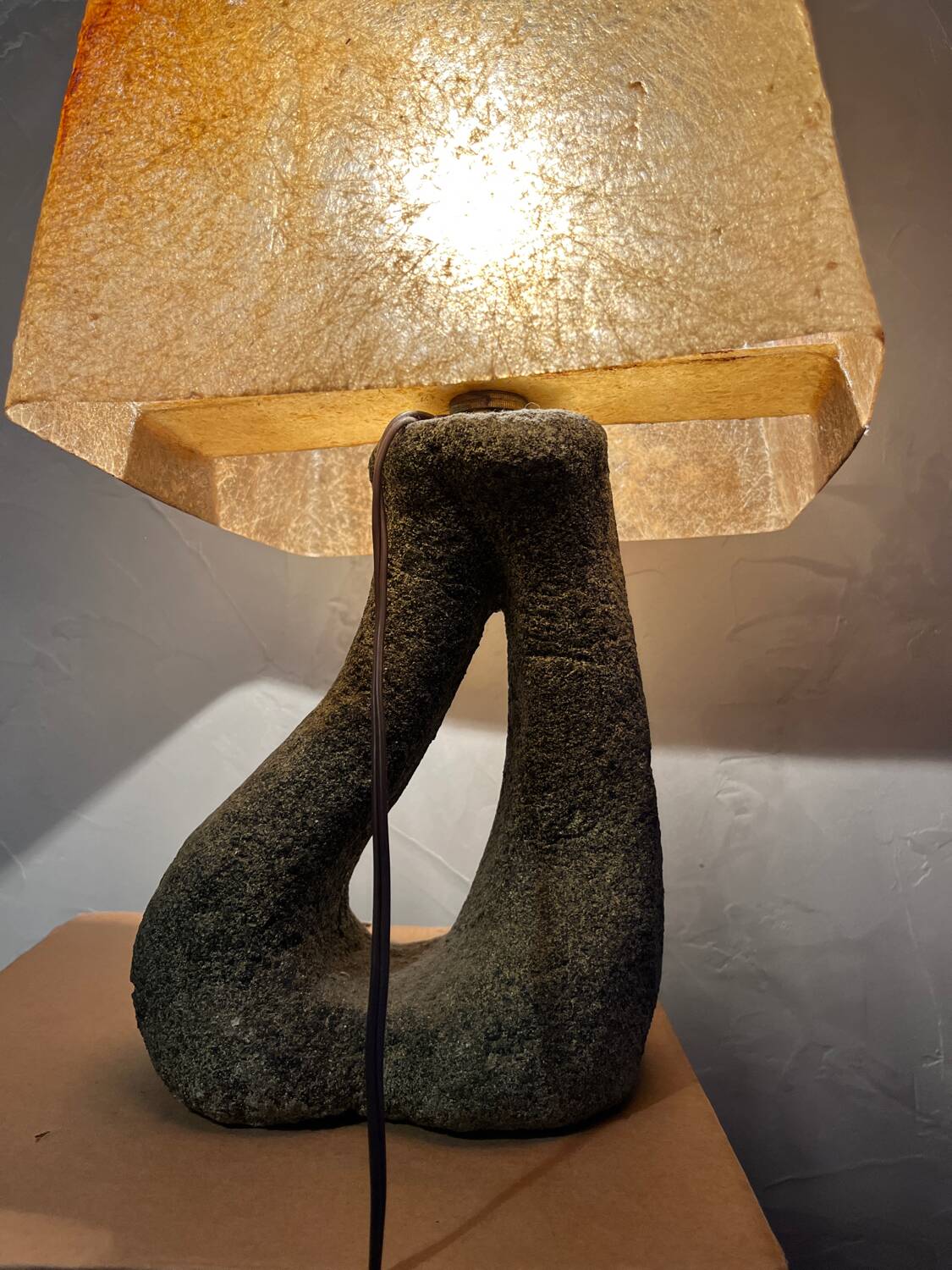 Vintage ceramic lamp Accolay resin lampshade herbarium