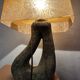 Vintage ceramic lamp Accolay resin lampshade herbarium