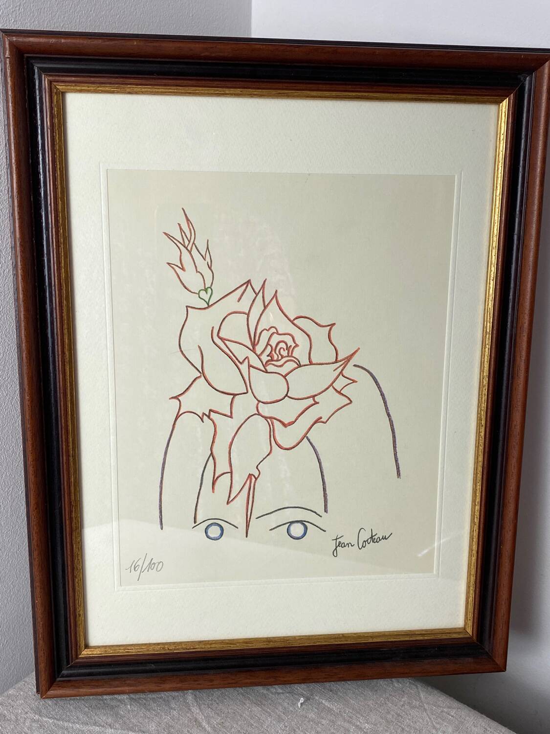 Lithograph by Jean Cocteau