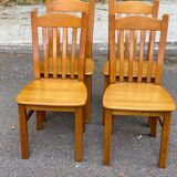 4 chaises scandinaves en bois massif 1970