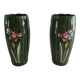 Pair of vintage empire green ceramic vases – Iris decoration & gilding