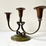 Art Deco Swedish Grace  candleholder in Varnish Verdigris Brass
