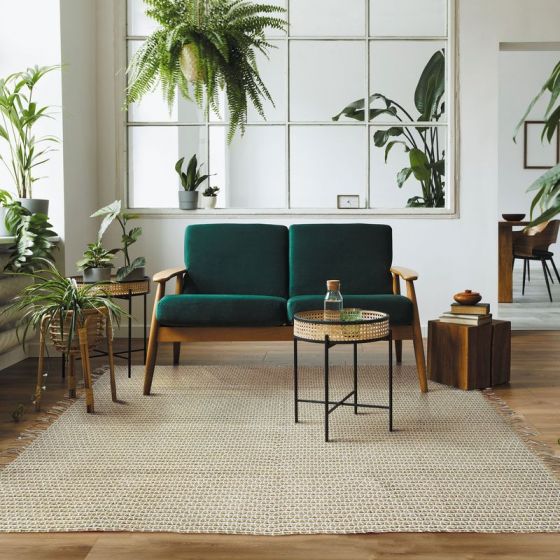 Beige jute and cotton rug 190 x 290 cm