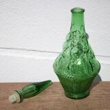 Italian empoli glass bottle, Italian carafe, Italian genie carafe, green glass, interior decoration