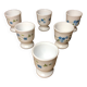 Lot de 4 coquetiers verre opalin blanc décor fleur bleu france vintage #a519