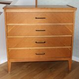 Chest of drawers with 4 drawers, light oak, 1960s