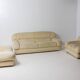 Luxurious plush 3-seater sofa in vanilla fabric, Italy 1970s
