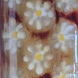 Enamelled terracotta dish decorated with vintage flowers, 40 cm