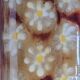 Enamelled terracotta dish decorated with vintage flowers, 40 cm