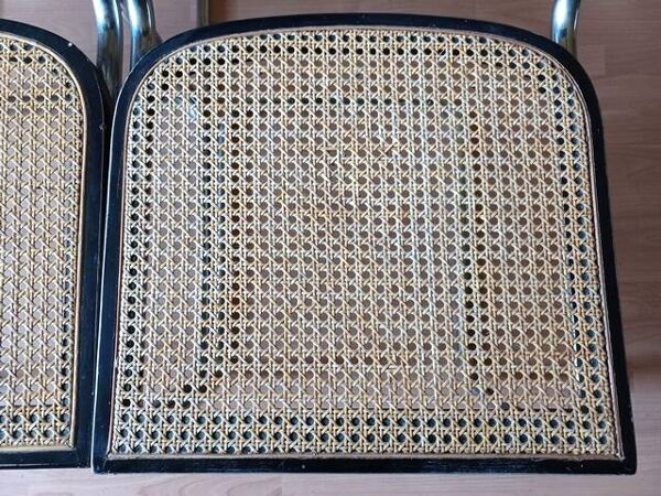 Set de 5 chaises B32 Cesca laque noire par Marcel Breuer années 80 Made in Italy