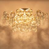 Ceiling light, brass and crystal glass by Kinkeldey, Germany, 1970s.