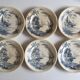 Set de 6 assiettes de faience de Gien vers 1880 décor Vue d'Orient