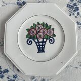 Longwy Service of 6 Octagonal Plates, 1927–1928, Art Deco, stamped