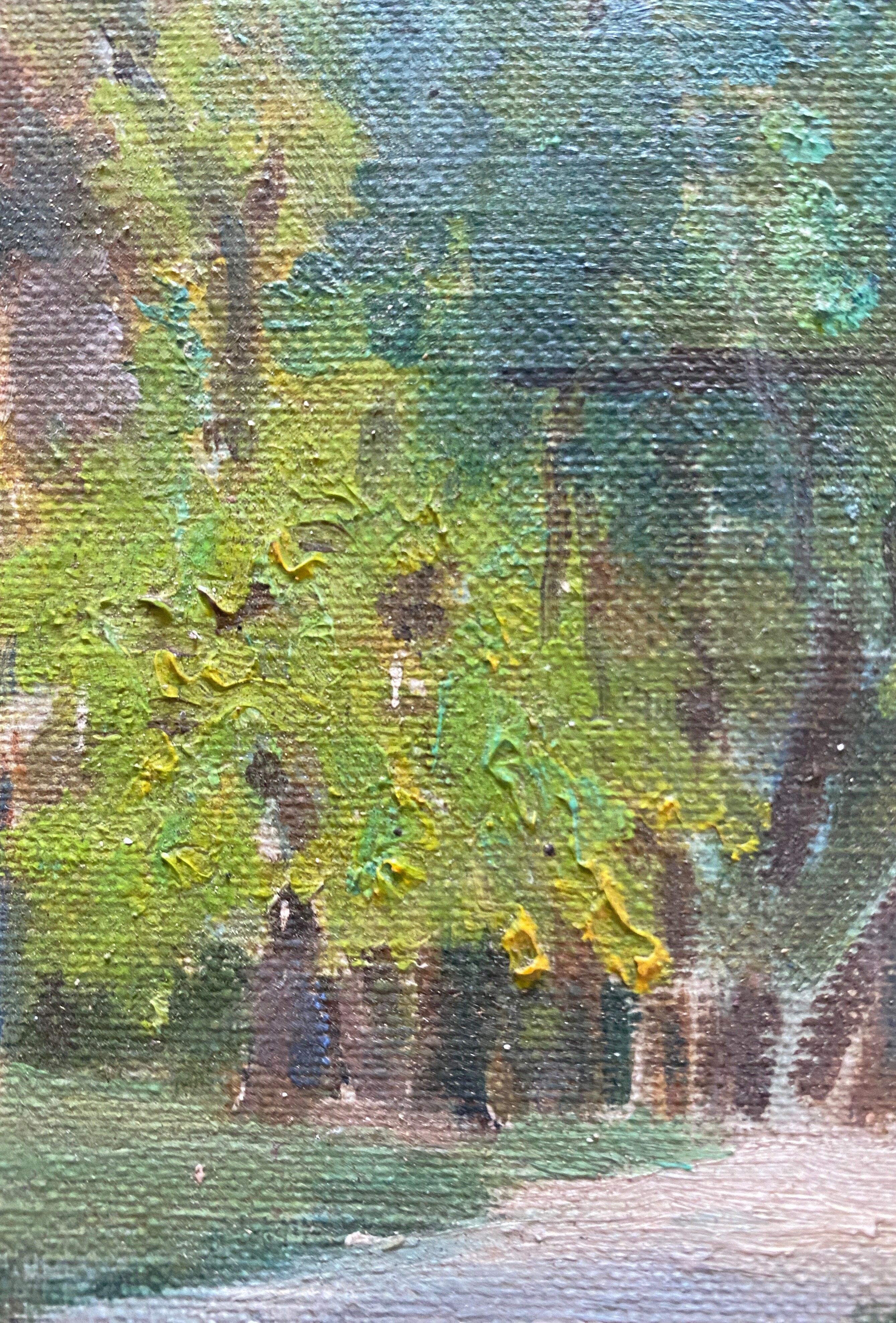 Painting "In the Park" animated landscape impressionist J. Toussaint 1883