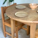 Modular table with vintage solid oak flap