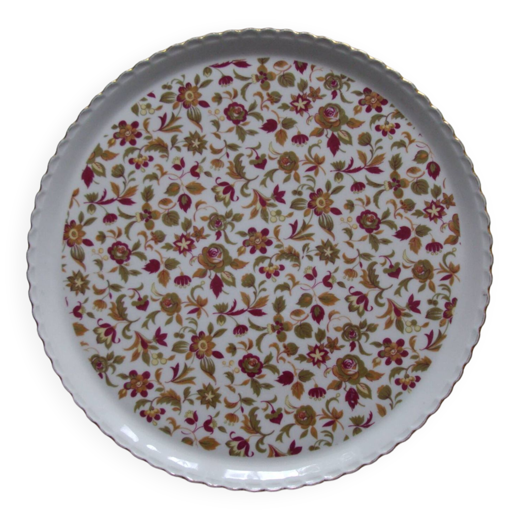 Plat à tarte 35 cm en porcelaine décoré